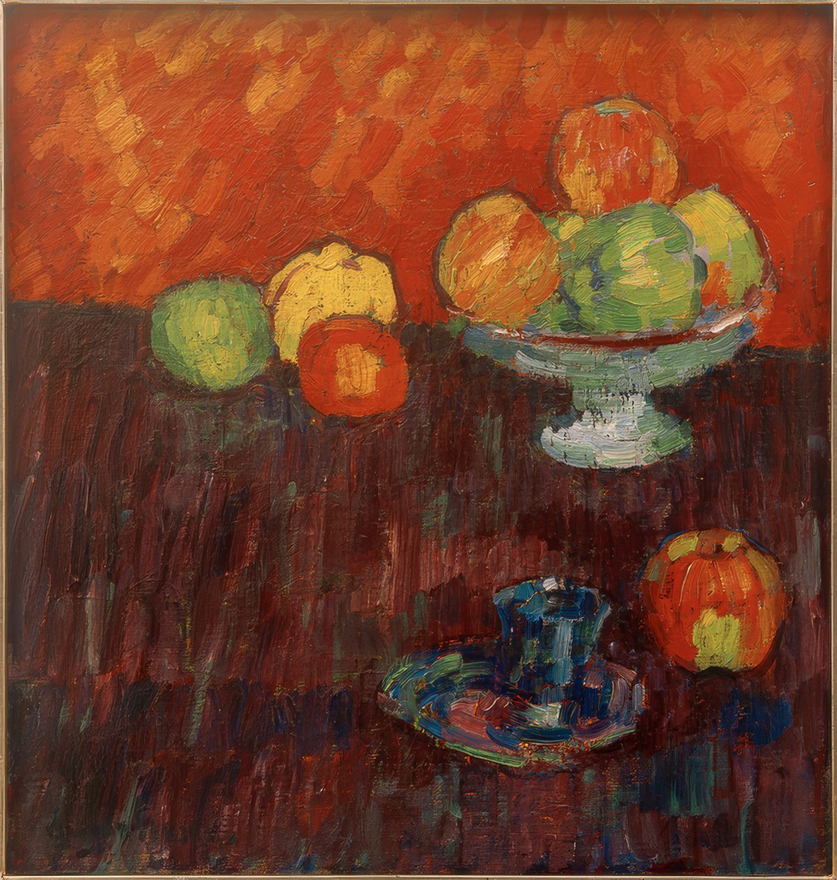 Stilleben med epler og blå kopp av Alexej von Jawlensky