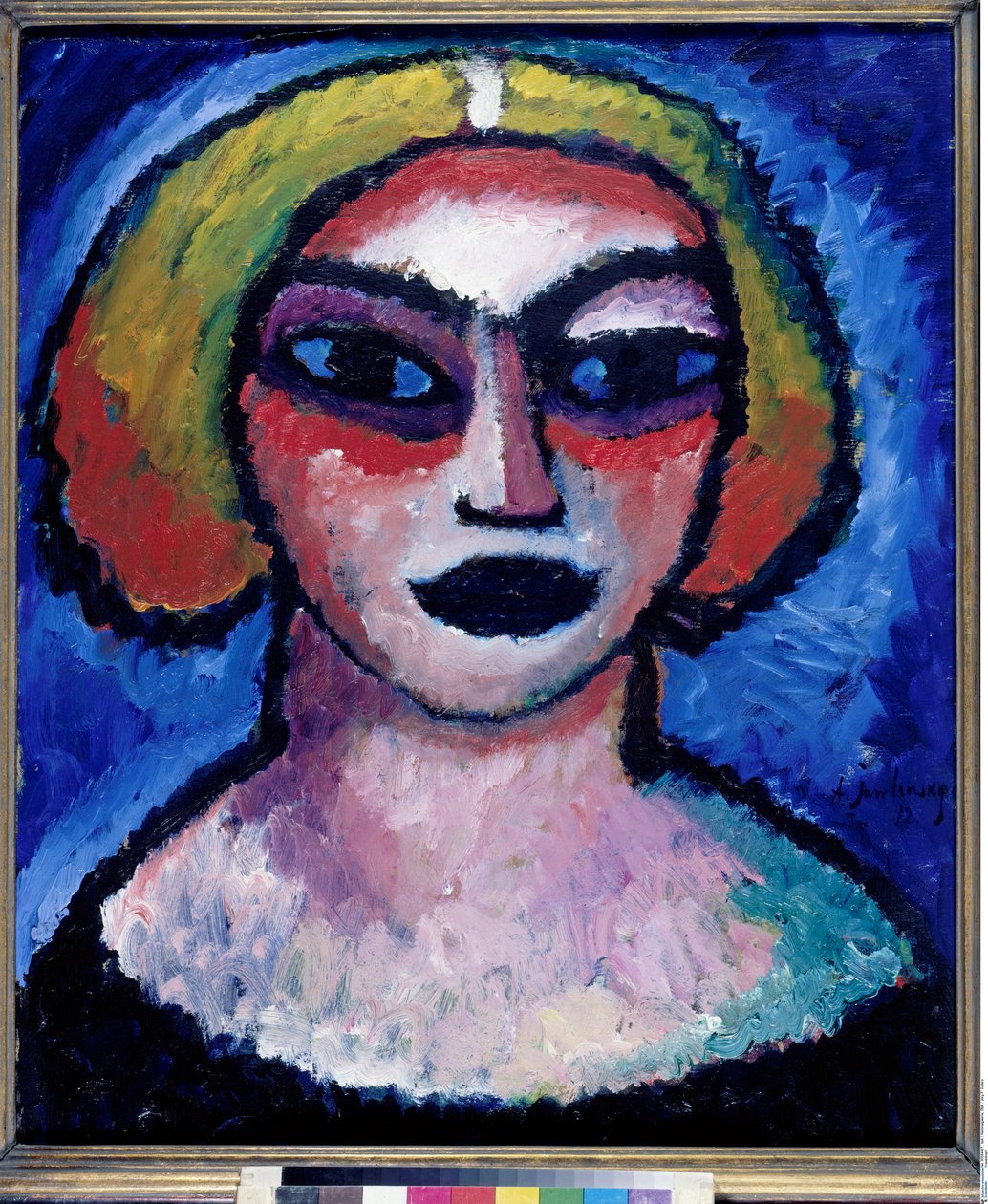 ""Tete de femme"" (Hoved of a Woman) Peinture de Alexei von Javlensky (1864-1941) 1912 Dim 61x51 cm Olje på papp Statens museer, Berlin av Alexej von Jawlensky