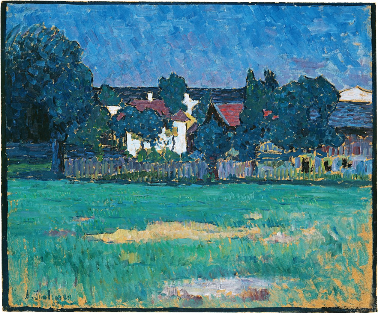Wasserburg landskap med hus og åker, 1907 av Alexej von Jawlensky
