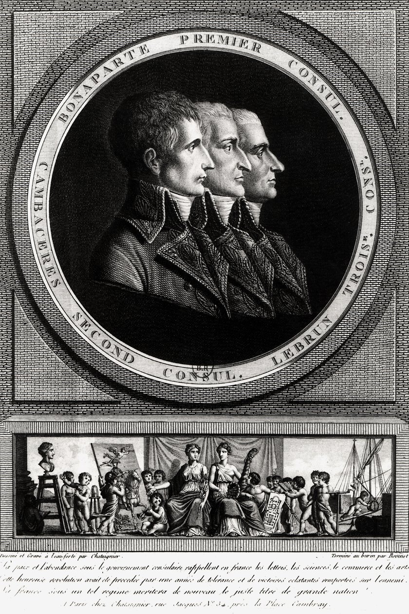 Portrett av republikkens tre konsuler, fullført av Edme Bovinet (1767-1082) av Alexis Chataigner