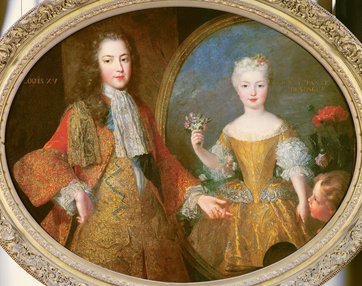 Louis XV (1710-74) og infantaen av Spania, Maria Ana Victoria (1718-81) ca. 1724 av Alexis Simon Belle