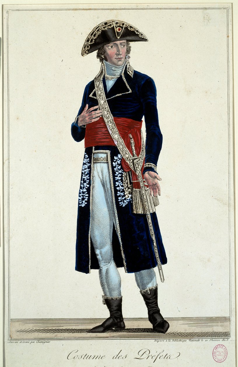 En prefet i blå dress. Gravering av Alexis Chataignier (1772-1817) av Alexis Chataigner
