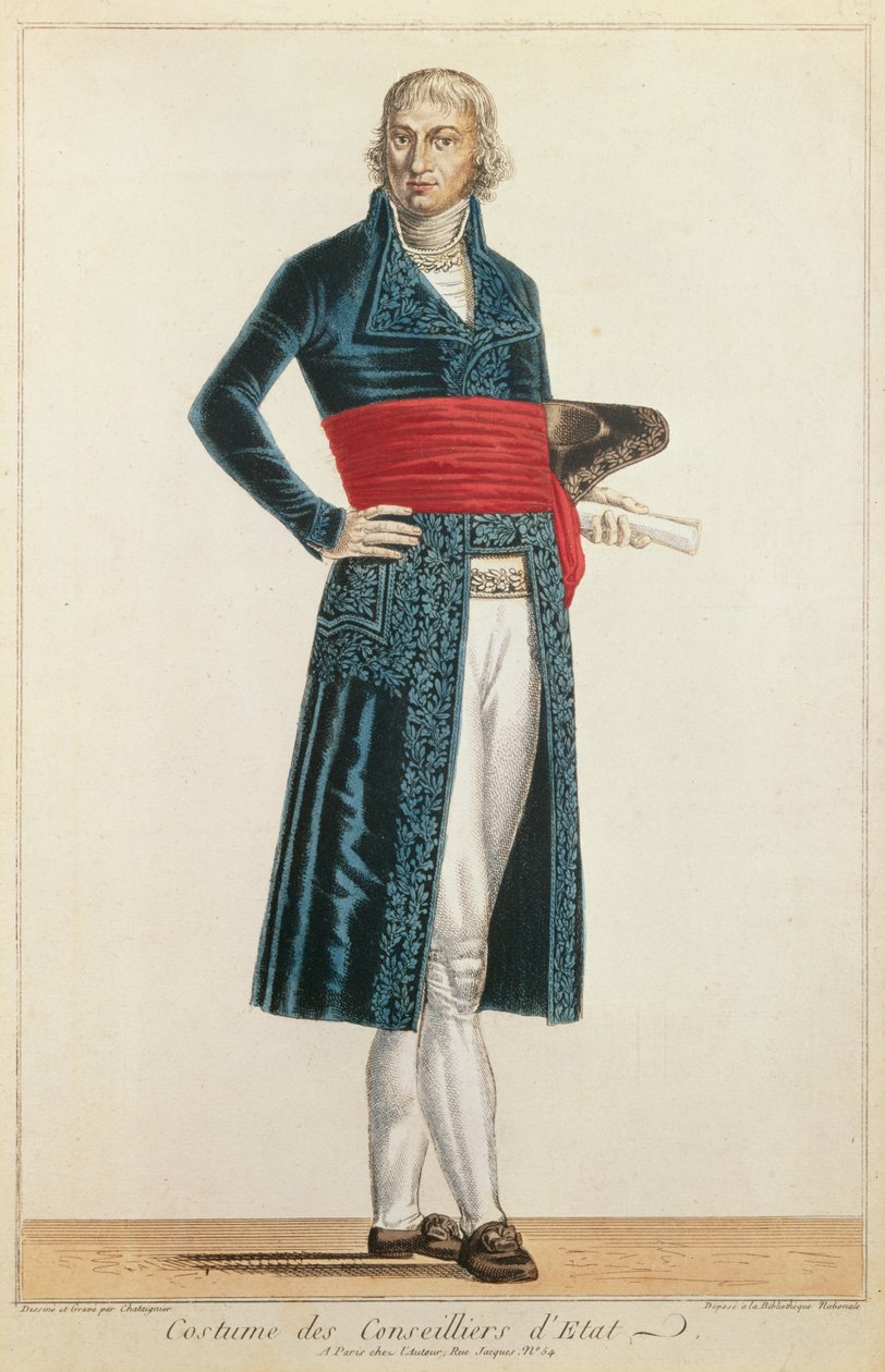 Uniform av statsråden, ca. 1804-10 (fargegravering) av Alexis Chataigner