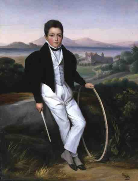 Portrett av en gutt med bøyle, sies å være Ferdinando Maria av Savoy (1822-55) 1833 (olje på lerret) av Alexis Leon Louis Valbrun