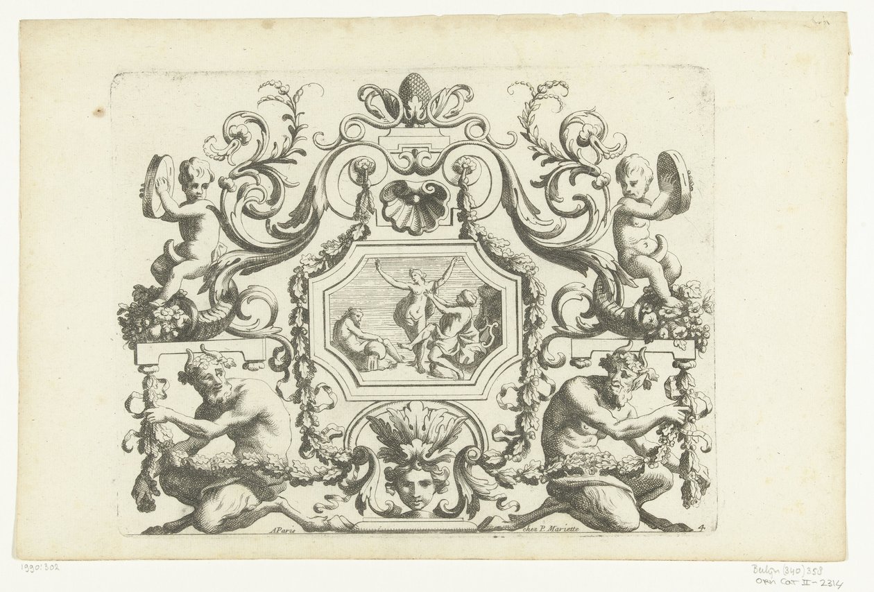 Achthoekig paneel setter Orpheus i Eurydice Nye design for ornamenter av paneler, paneler, vogner og så videre. (serietittel) av Alexis Loir (I)