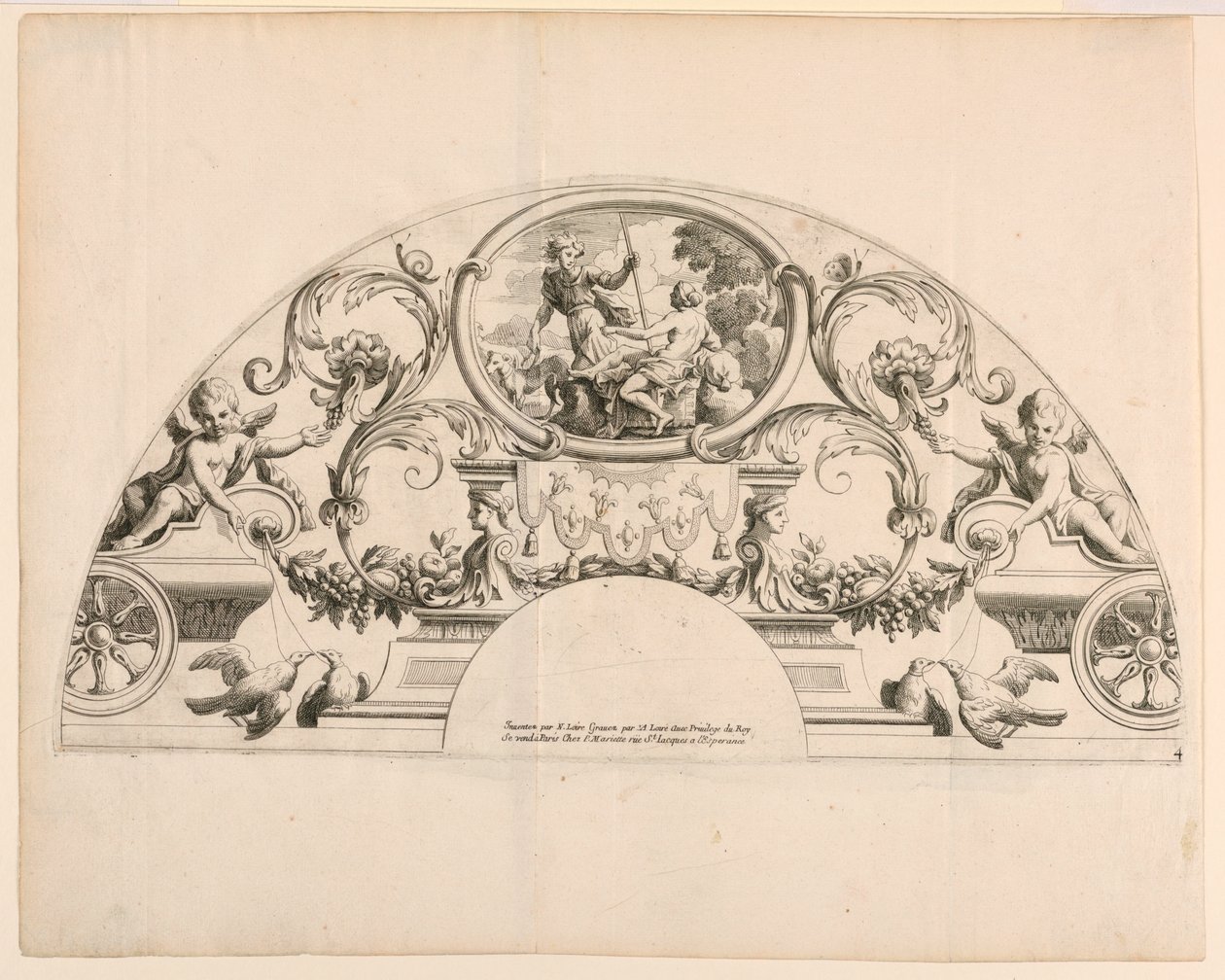 Vifteblader, tredje og fjerde plate av settet, "Divers Desseins de grands Fans, Encrans, et autres Ornamens, invented et engraved par Nicolas Loire" av Alexis Loir