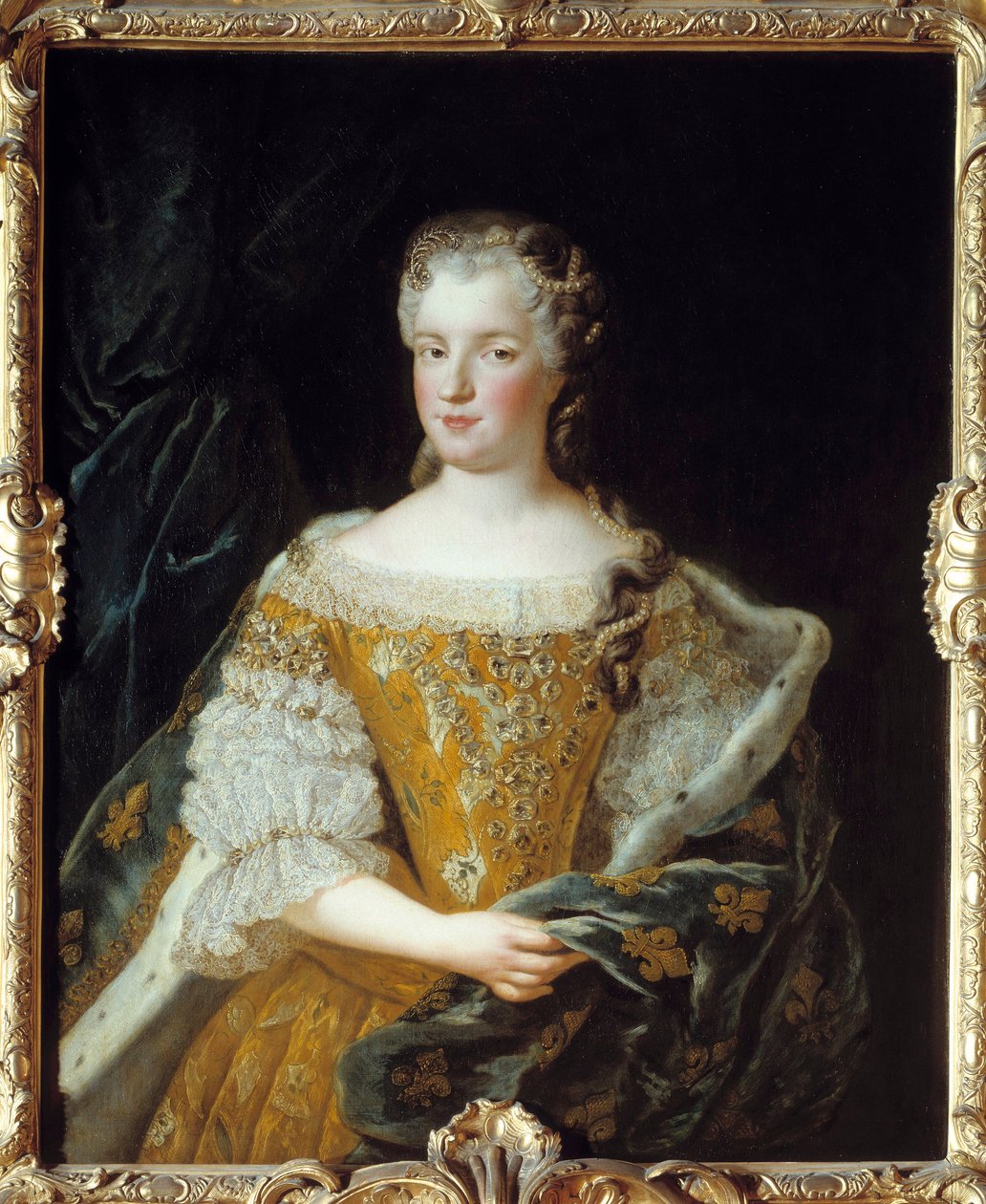 Portrett av dronning Mary Lesczinska (1703-1768). Maleri av Alexis Simon Belle (1674-1734) av Alexis Simon Belle