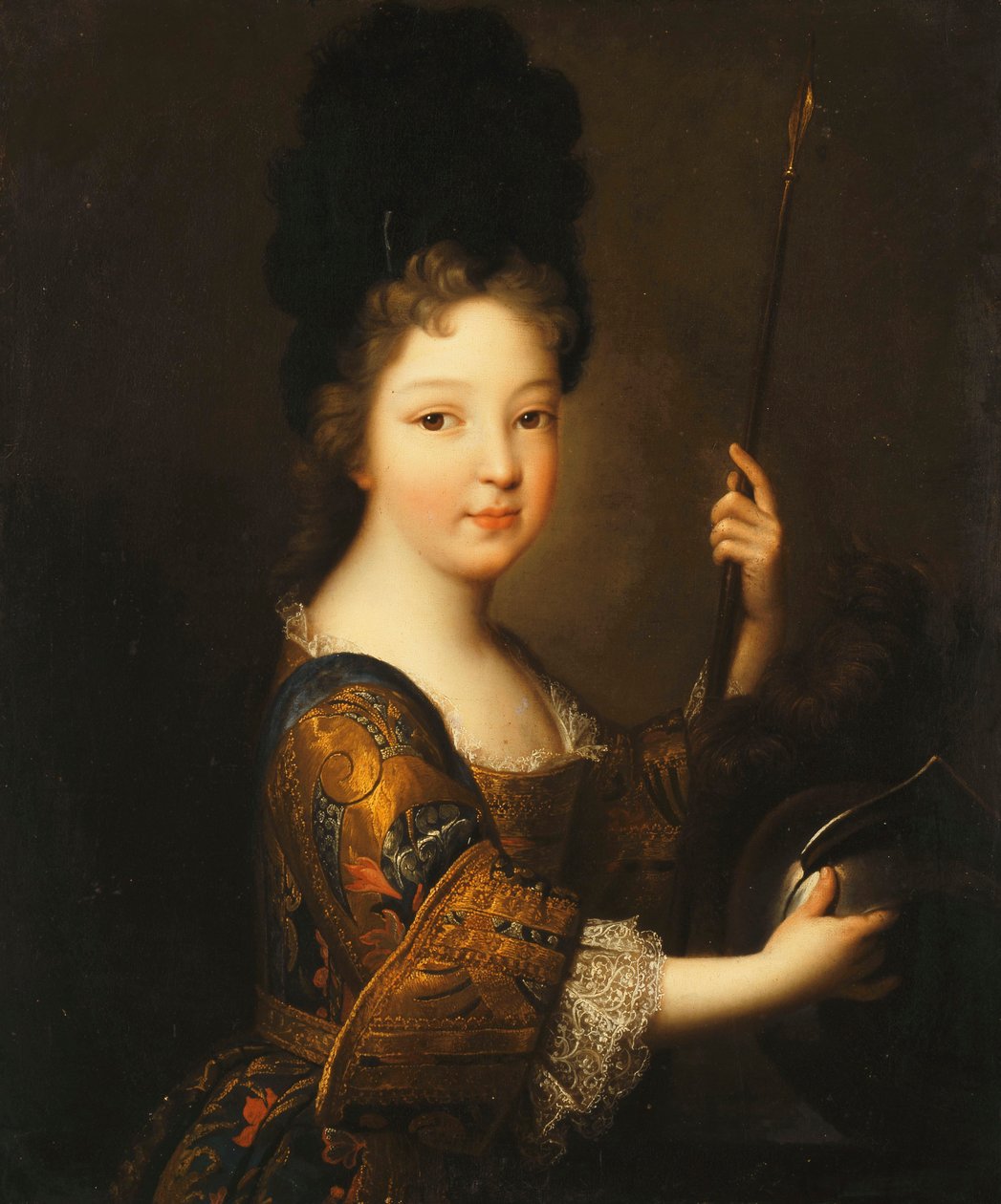 Portrett av en jente, halvlang, som Minerva, av Alexis Simon Belle