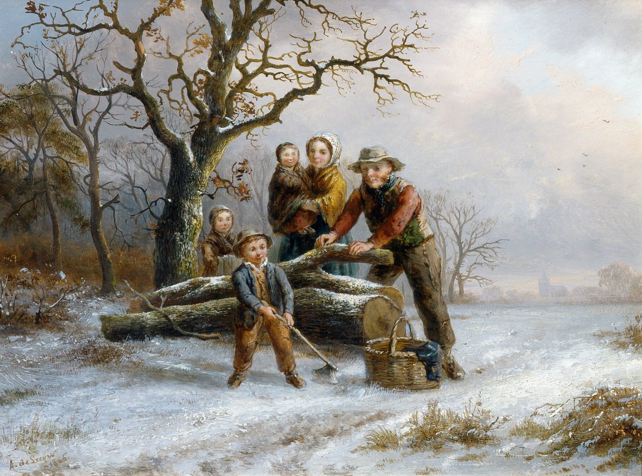 Å kutte ved, 1865 (par 98605) av Alexis de Leeuw