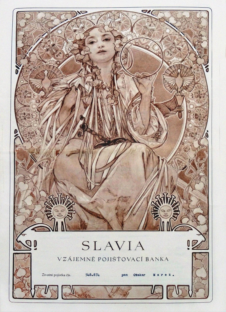 Forsikringspolise til Slavia Insurance Company, 1942. av Alfons Marie Mucha