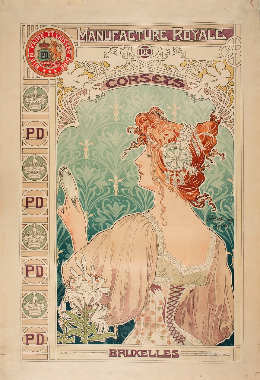 Produsert Royale av korsetter, 1897. av Alfons Marie Mucha