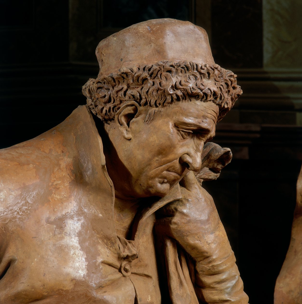 Joseph av Arimathea, detalj av Lamentation of Christ, i kapellet til den salige Aldrovandi (terrakotta) av Alfonso Lombardi