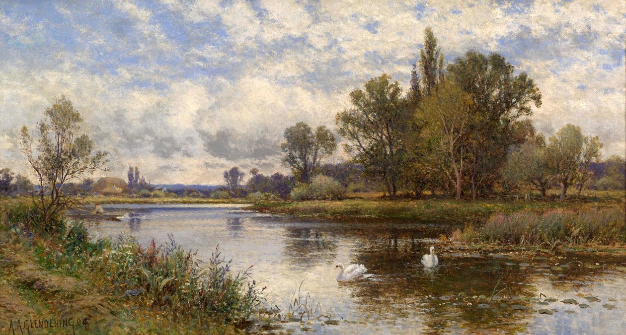 Elvescene med svaner av Alfred Augustus Glendening