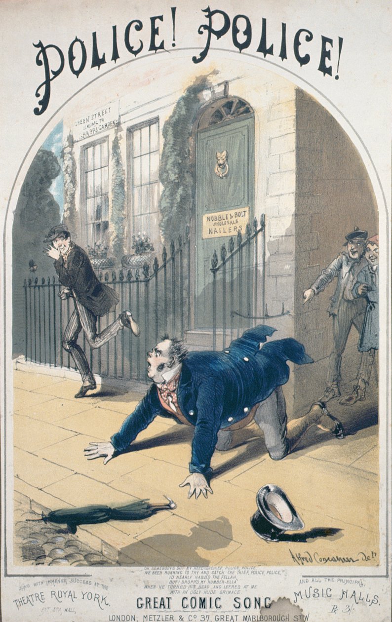 Politiet! Politiet! Sangbokomslag, ca.1865 av Alfred Concanen