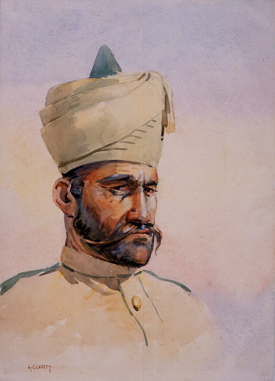 Soldat of the 40th Pathans, Malikdin Khel (Afridi), illustrasjon for 