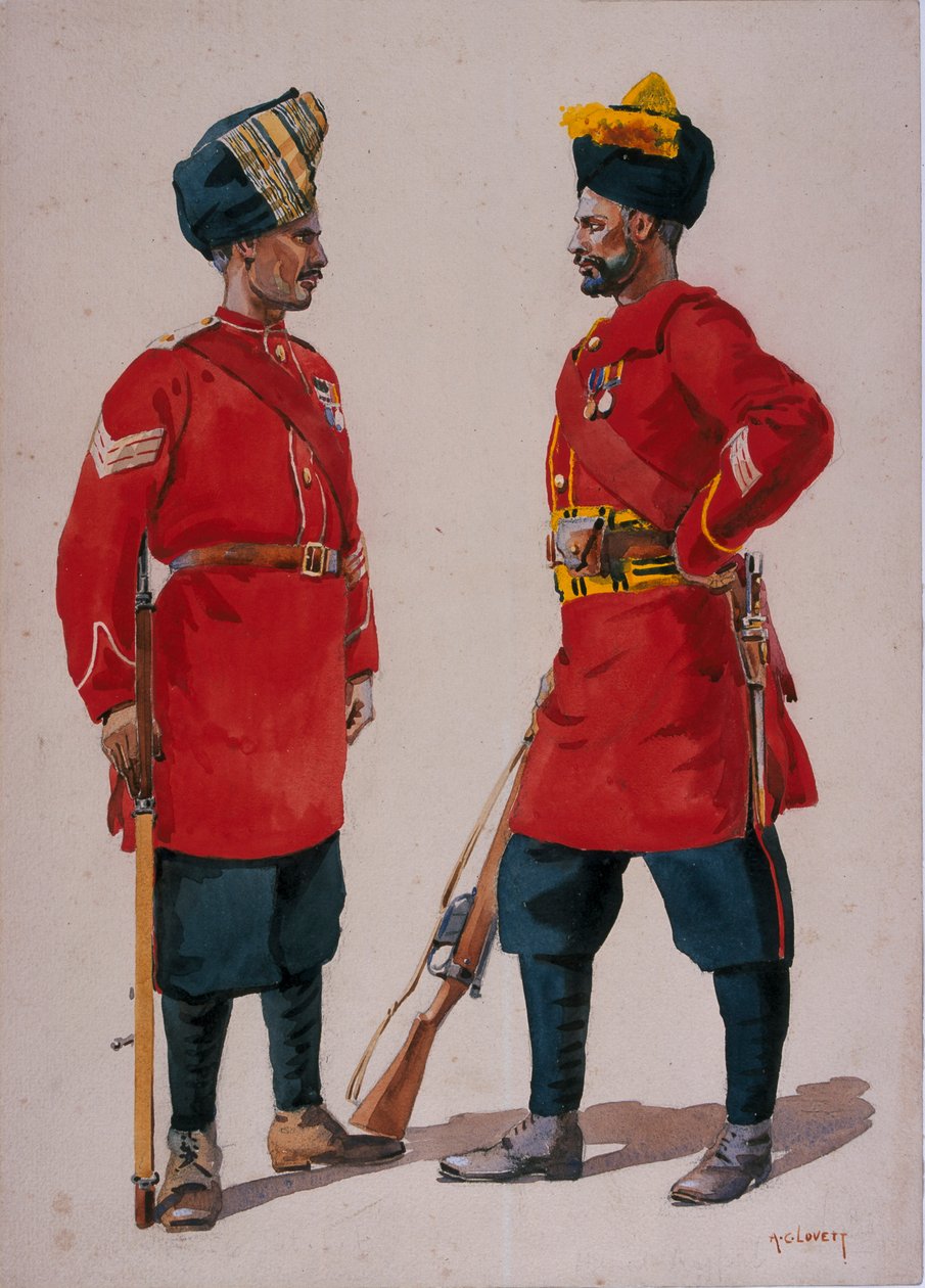Soldiers of the 5th Light Infantry, Musalman Rajput and the 6th Jat Light Infantry, Jat Havildars, illustrasjon for 