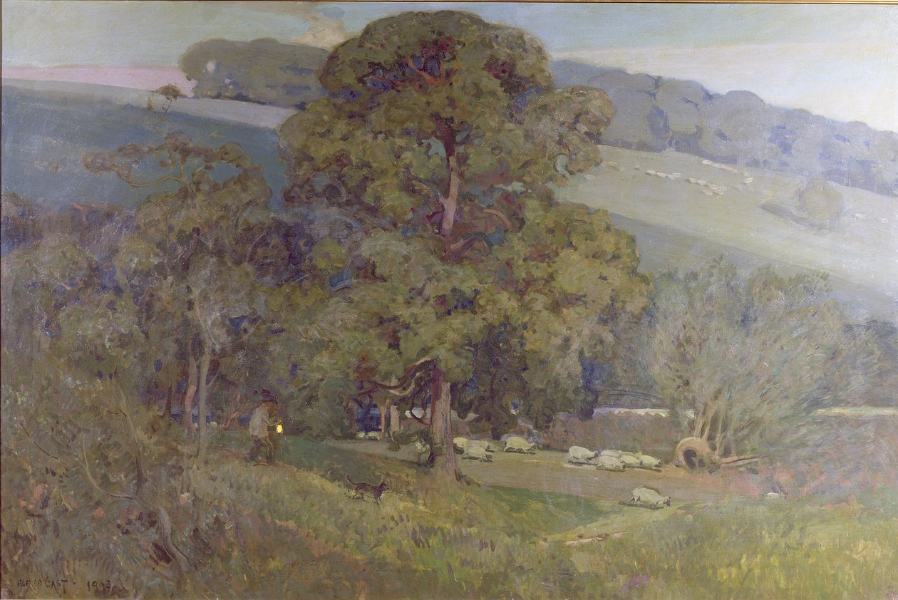 Moonlight in the Cotswolds, 1903 av Alfred East