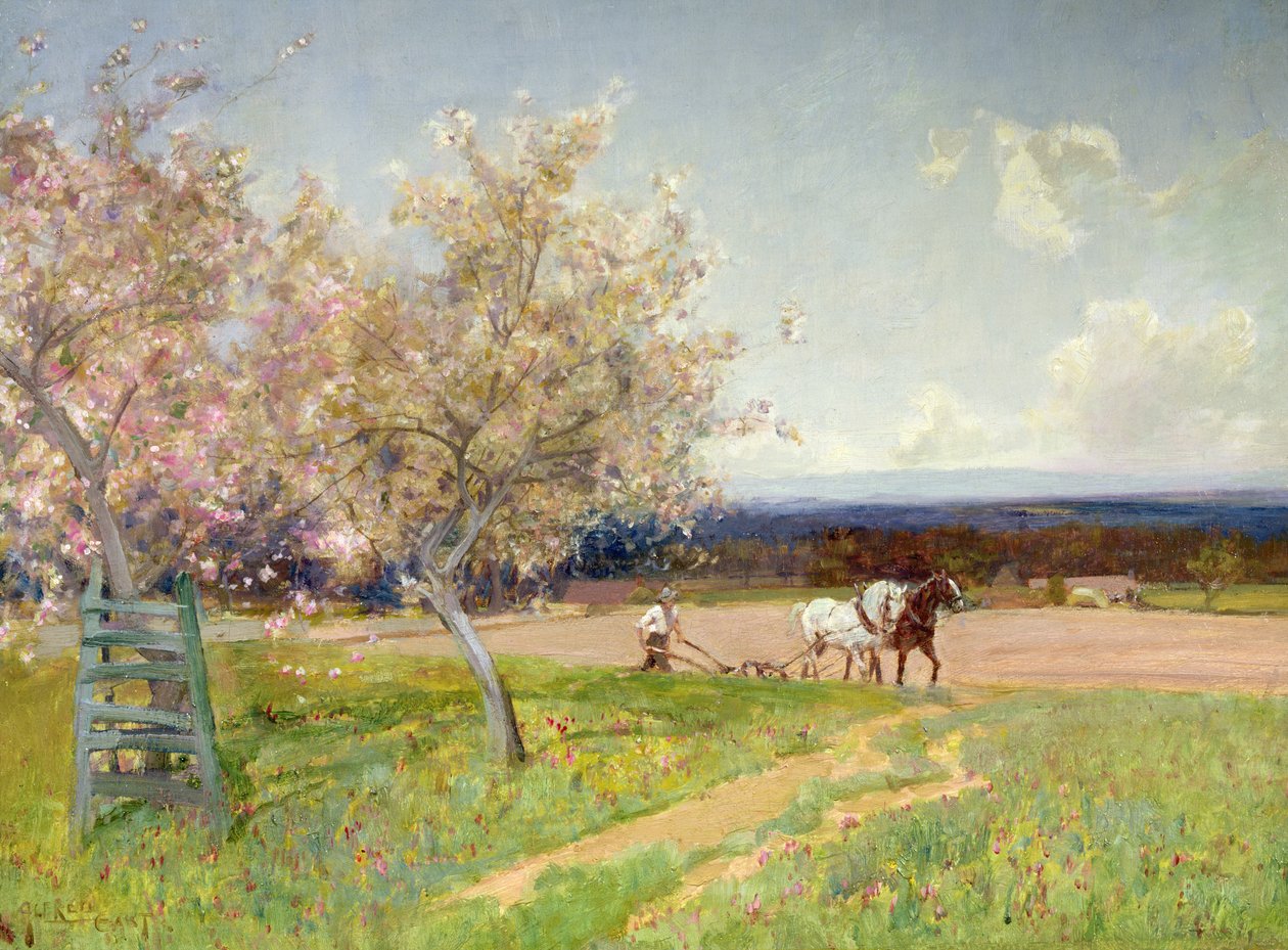 Vårpløying, ca. 1900 av Alfred East