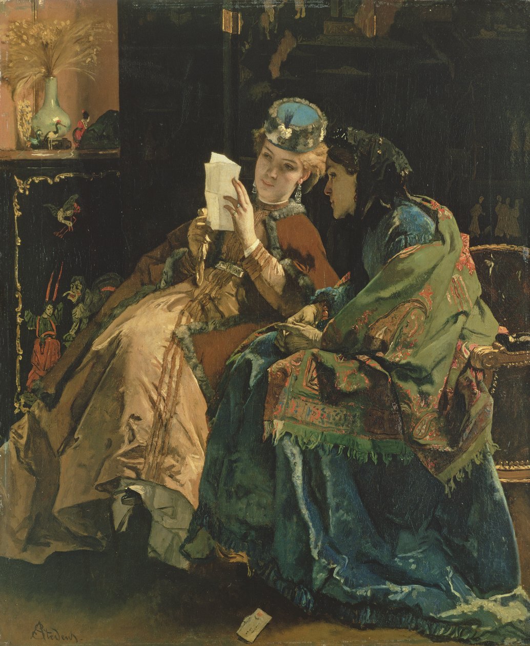 Leser brevet av Alfred Emile Stevens