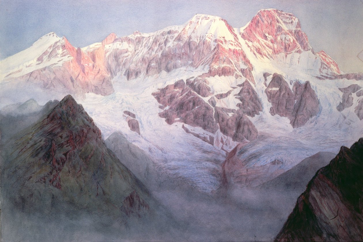 Monte Rosa ved soloppgang ovenfra Alagna av Alfred Gibson William