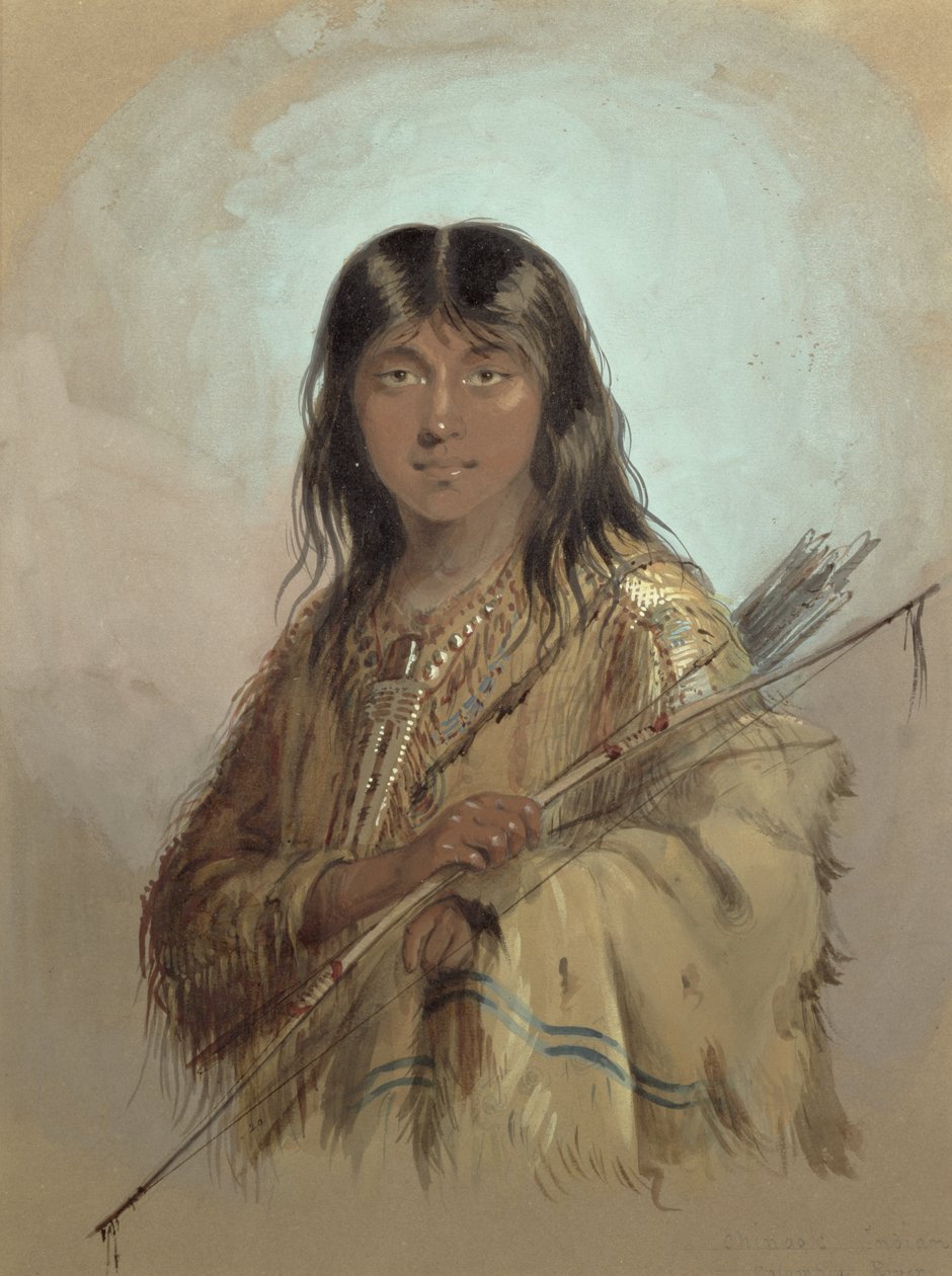 Chinook Indian, Columbia River av Alfred Jacob Miller