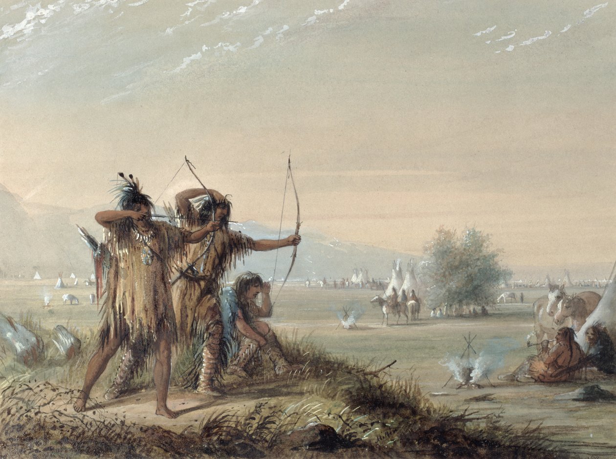 Slangeindianere tester buer, 1837 av Alfred Jacob Miller