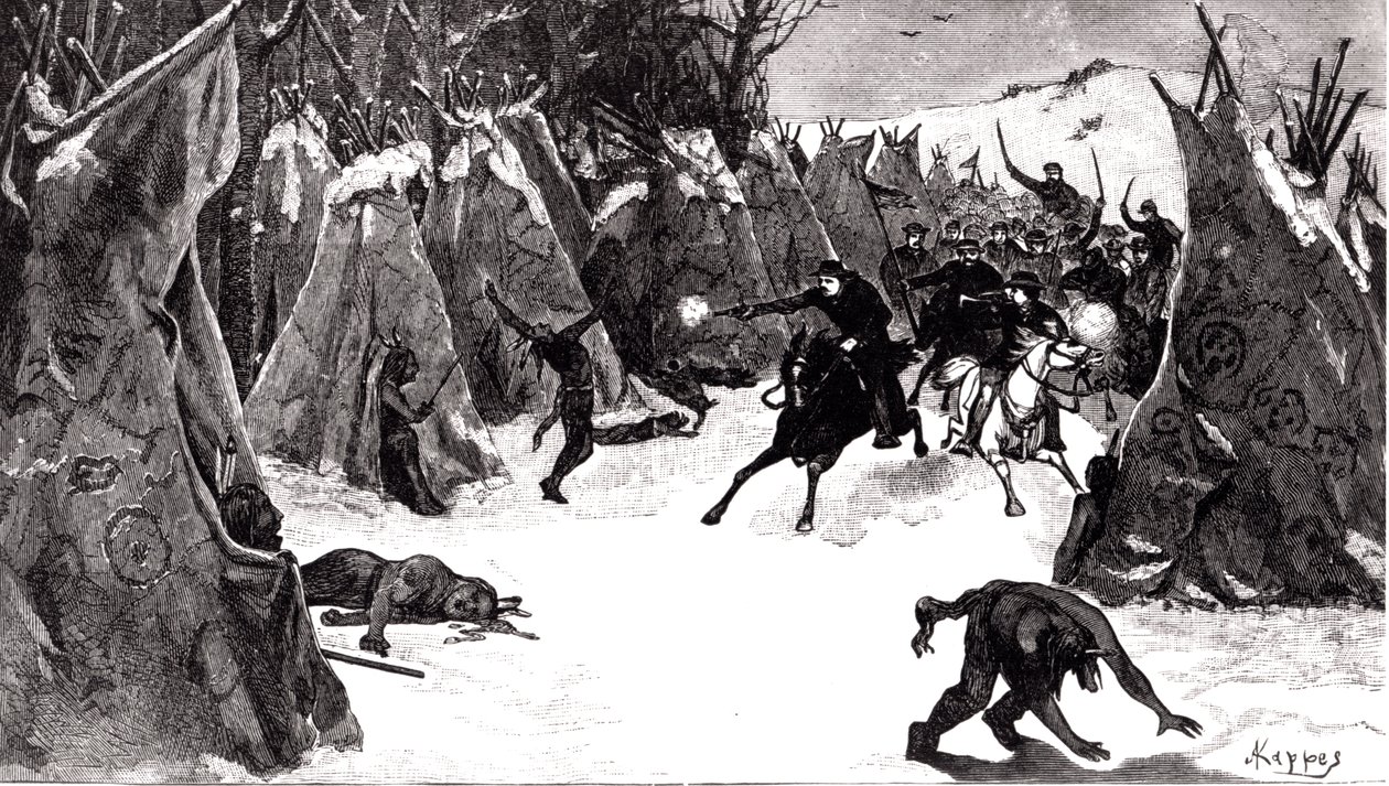 Slaget ved Washita, november 1868, fra "Life on the Plains" av Alfred Kappes