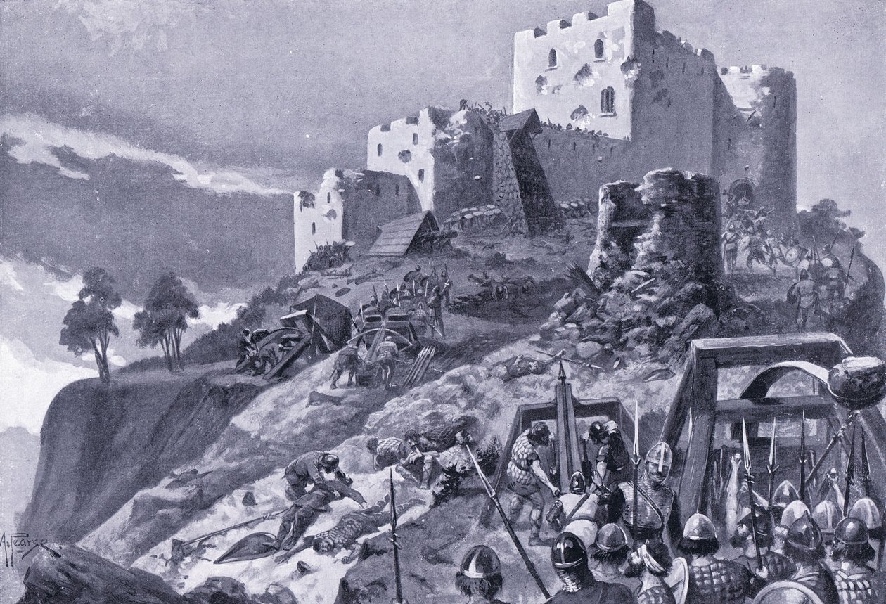 Angrep av waliserne på Montgomery Castle AD1095, 1920-tallet av Alfred Pearse