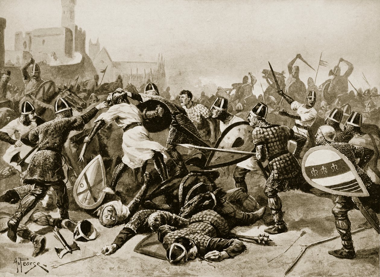 Stephen tatt til fange i slaget ved Lincoln, 1141, illustrasjon fra 