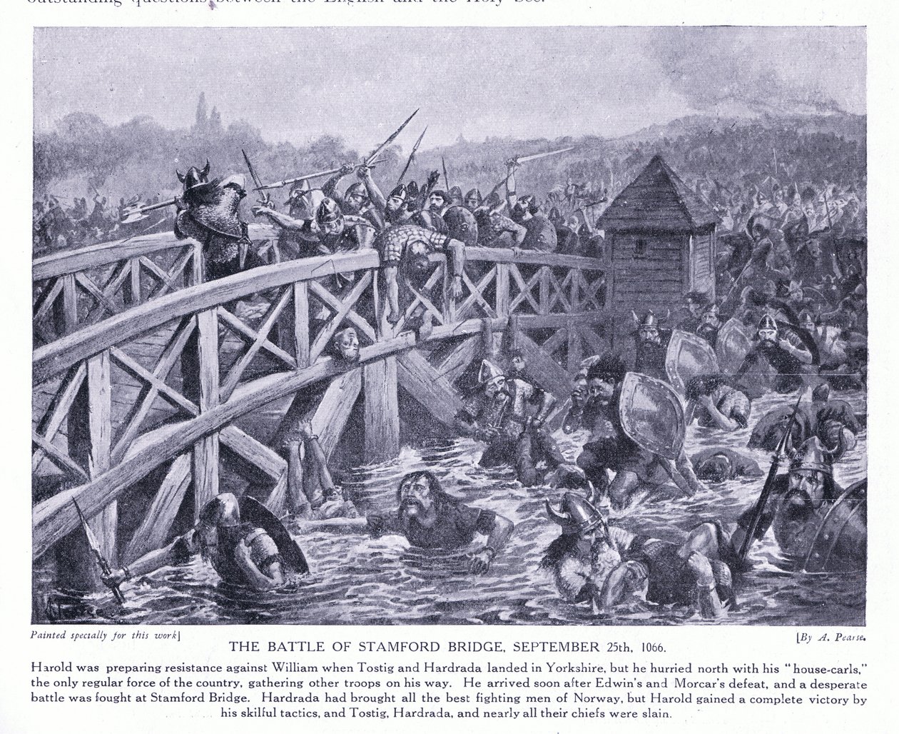 Slaget ved Stamford Bridge AD1066, 1920-tallet av Alfred Pearse