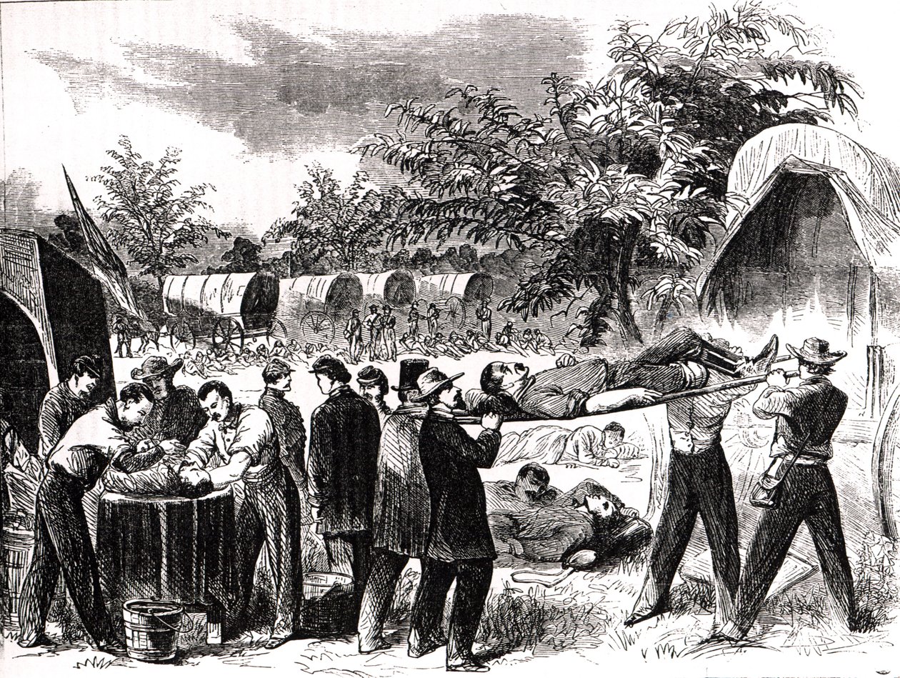 Bære bort de sårede etter slaget ved Antietam i 1862 av Alfred Rudolph Waud