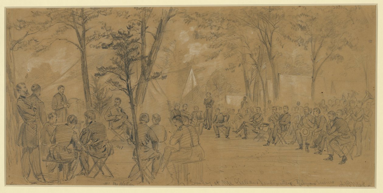 Søndag i McClellans hovedkvarter av Alfred Rudolph Waud
