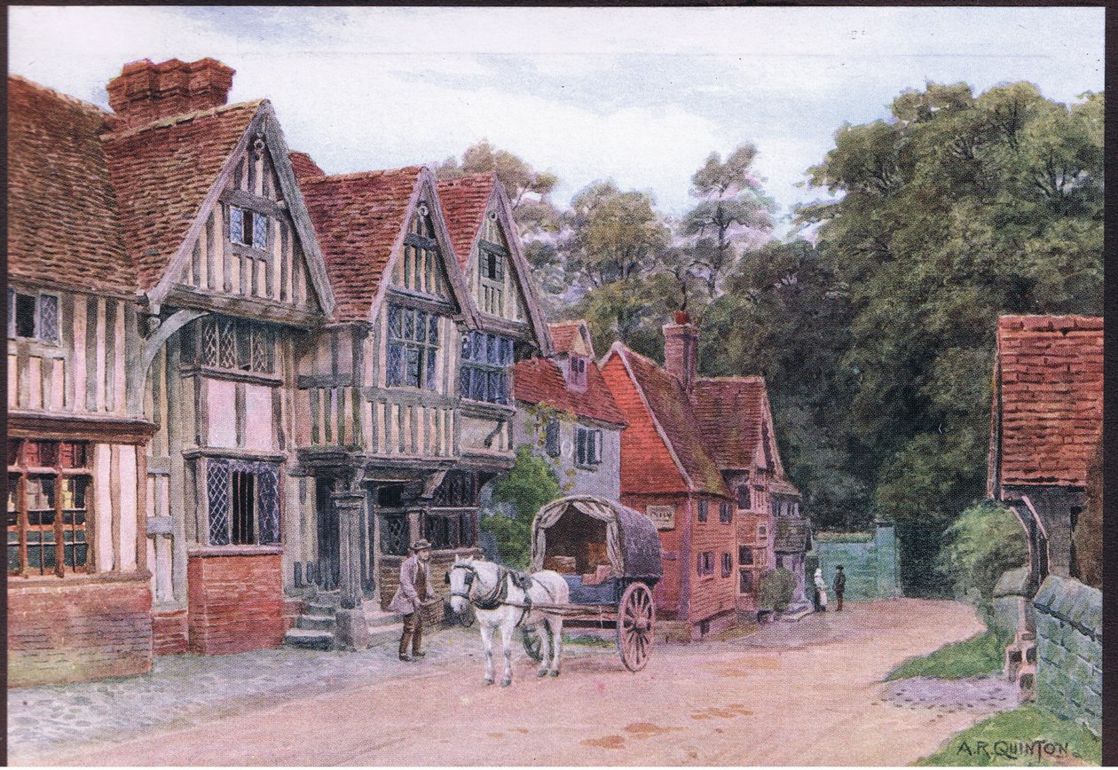 Chiddingstone, Kent, fra The Cottages and the Village Life of Rural England utgitt av Dent & Sons Limited, 1912 av Alfred Robert Quinton