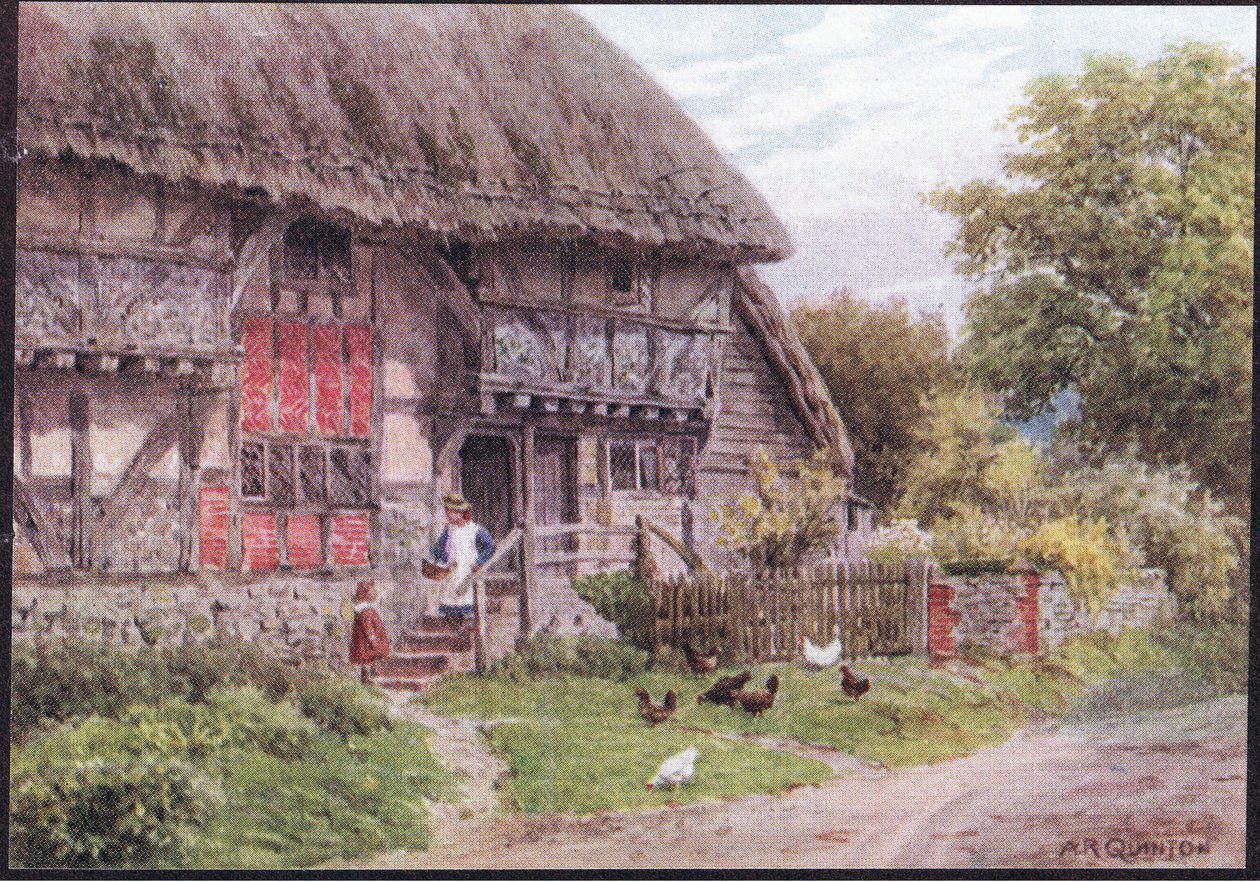Old Cottage, Bignor, Sussex, fra The Cottages and the Village Life of Rural England utgitt av Dent & Sons Limited, 1912 av Alfred Robert Quinton