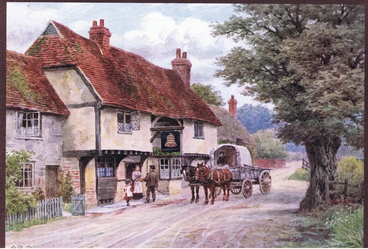 The Bell Inn, Waltham St Lawrence, fra The Cottages and the Village Life of Rural England utgitt av Dent & Sons Limited, 1912 av Alfred Robert Quinton