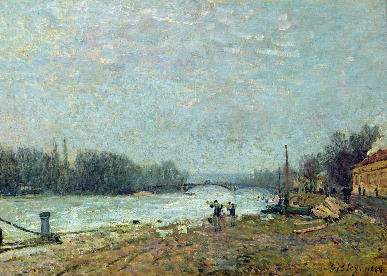 Etter Tine, Seinen ved Suresnes Bridge, 1880 av Alfred Sisley