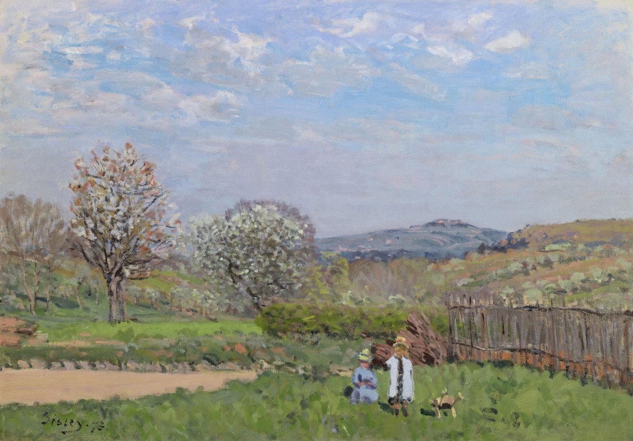 Barn som leker i Engen av Alfred Sisley