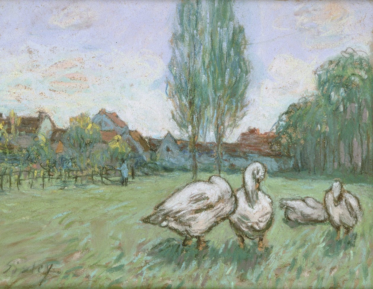 Gjess (pastell) av Alfred Sisley