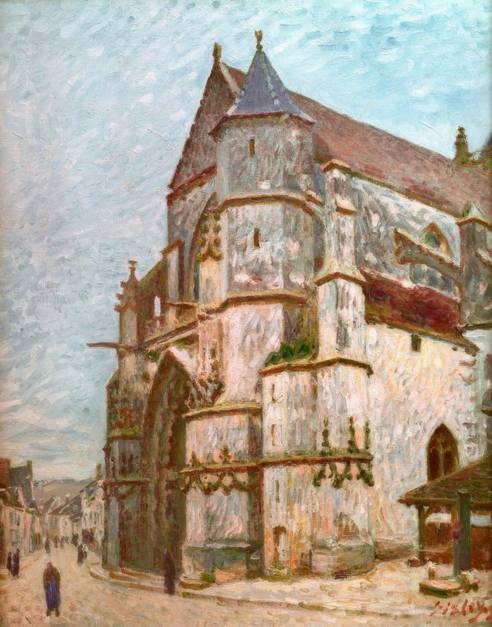 Kirke i Moret om vinteren av Alfred Sisley