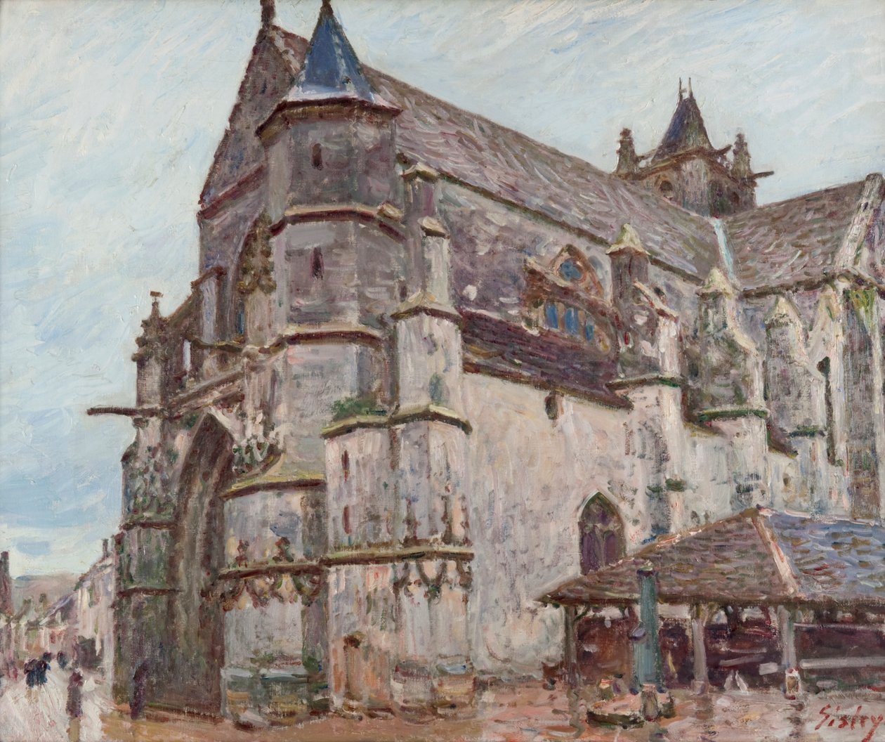Vår Frue av Moret im Morgenregen av Alfred Sisley