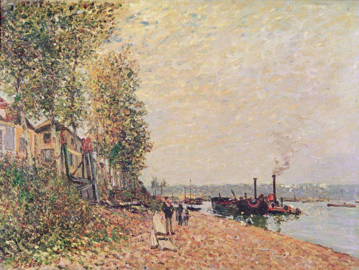 Dampbåter på Loing ved Saint-Mammes, 1877 av Alfred Sisley