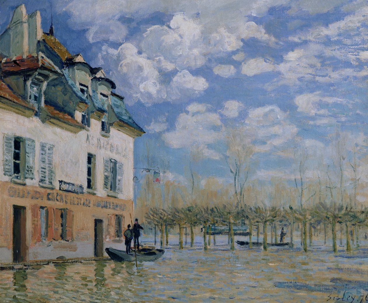 Båten i flommen, Port-Marly, 1876 av Alfred Sisley