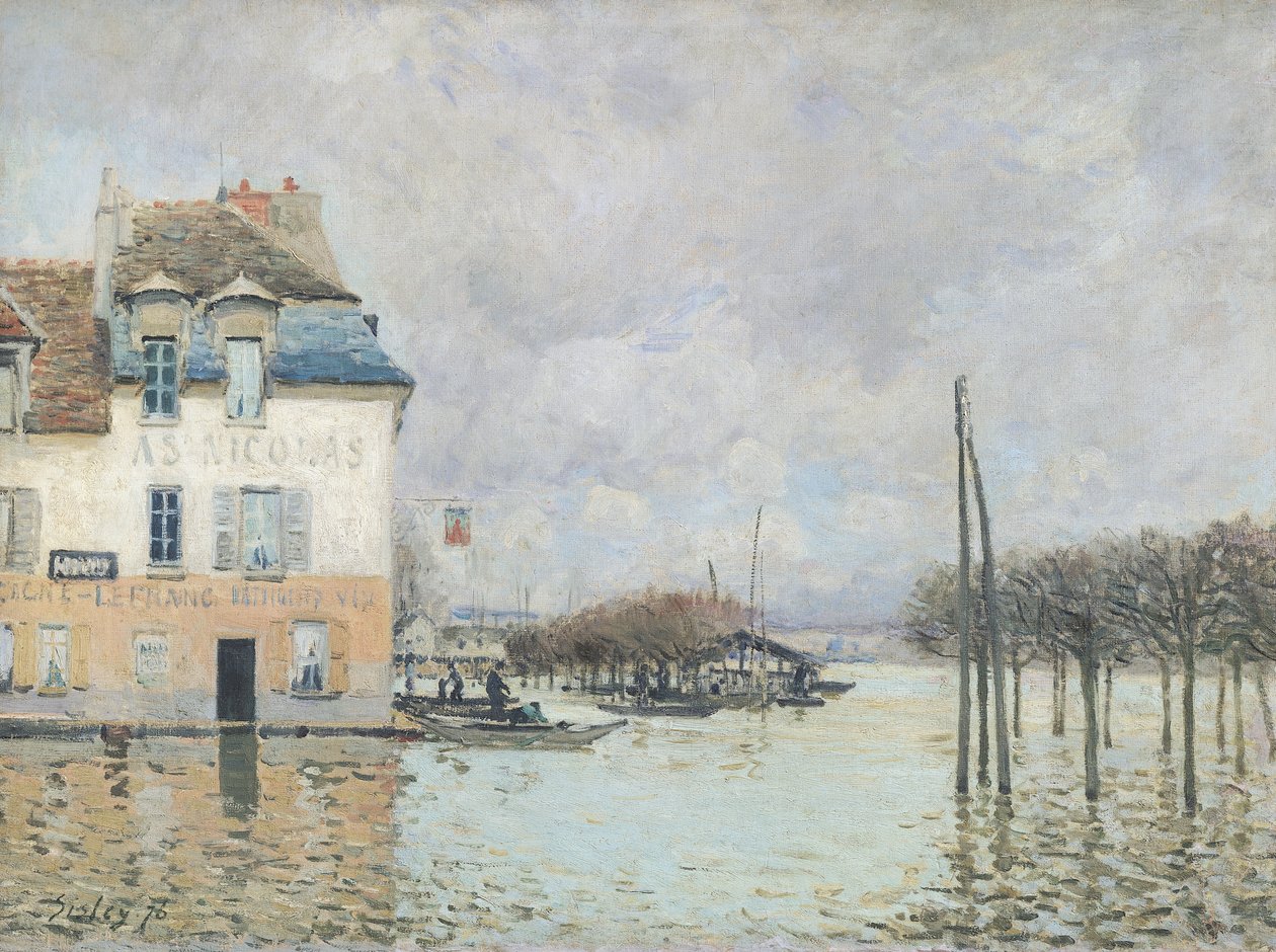 Flommen ved Port-Marly, 1876 av Alfred Sisley