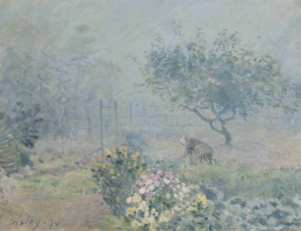 Tåken, naboer, 1874 av Alfred Sisley