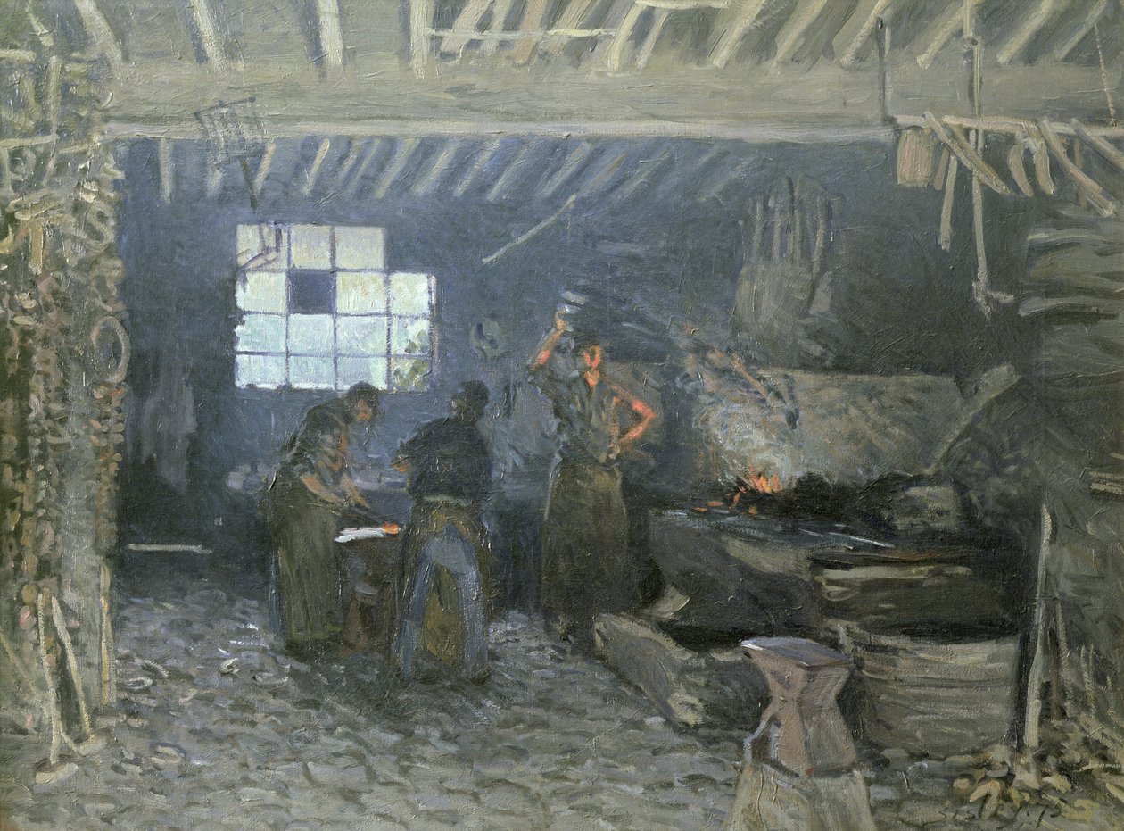 The Forge at Marly-le-Roi, Yvelines, 1875 av Alfred Sisley