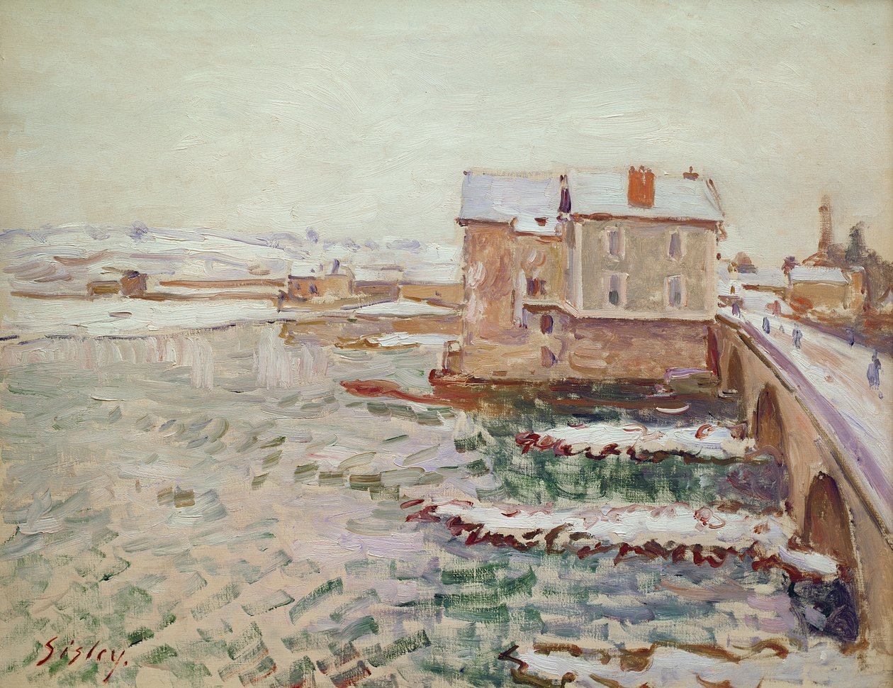 Moret-broen vinteren 1889, etter 1889 av Alfred Sisley