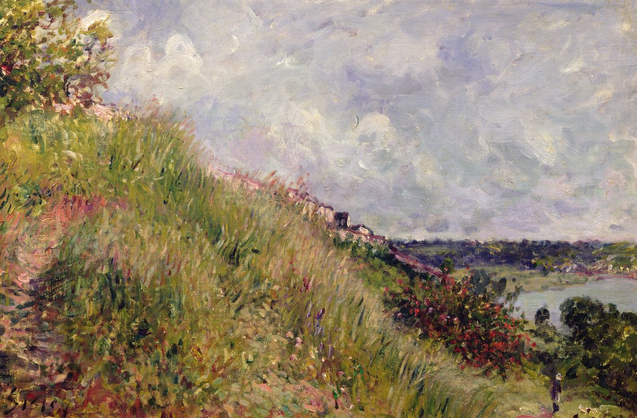 Seinen, utsikt over bakkene til By, 1881 av Alfred Sisley