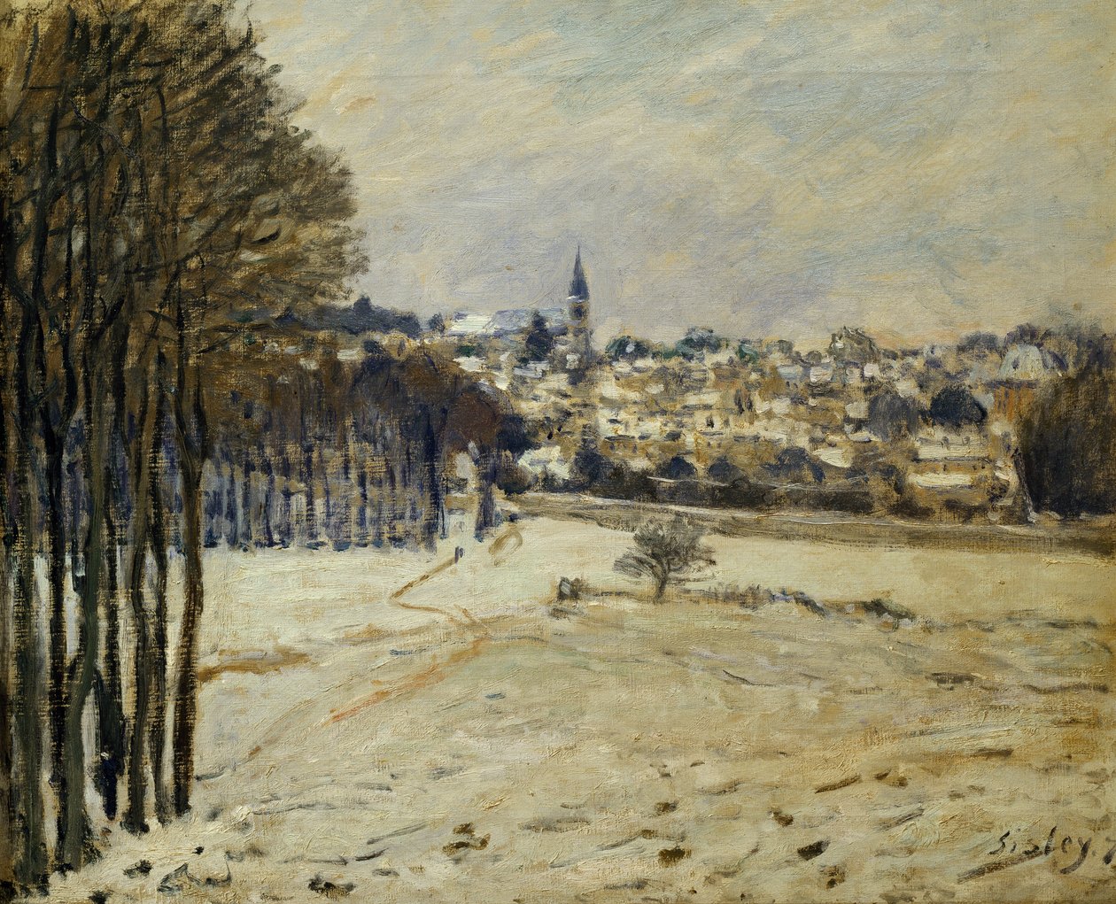 Snøen ved Marly-le-Roi, 1875 av Alfred Sisley
