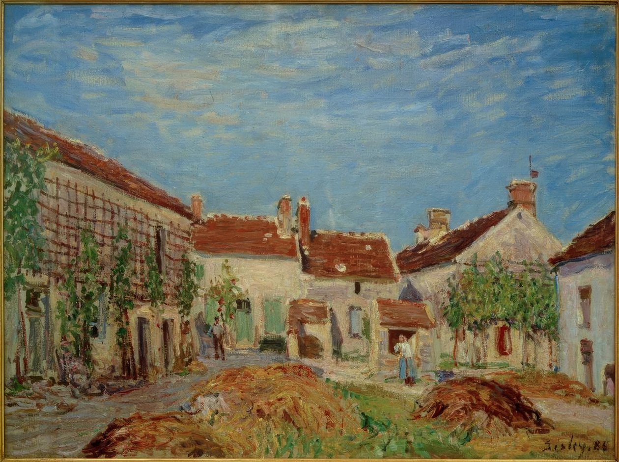 En gårdsplass i Les Sablons av Alfred Sisley