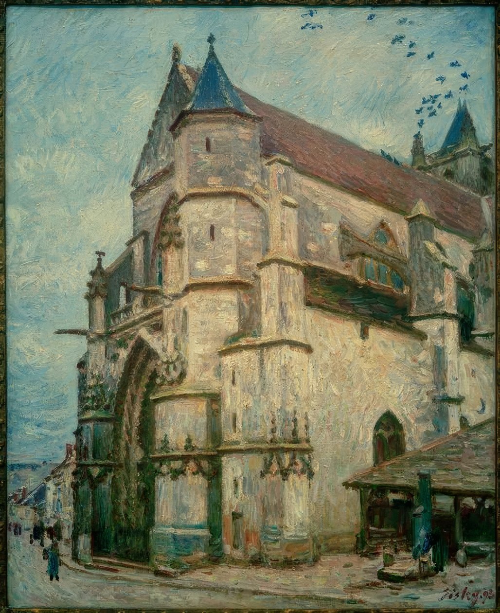 En gammel kirke på ettermiddagen av Alfred Sisley